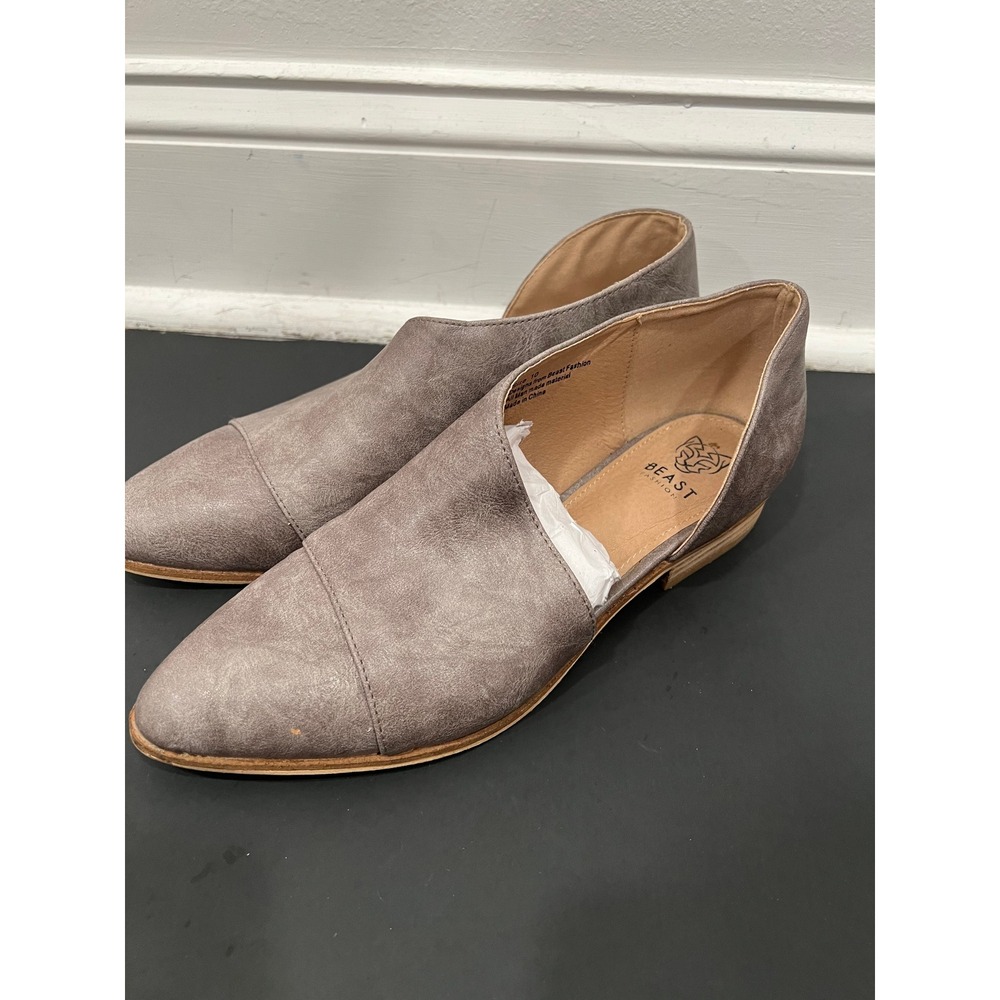Beast Fashion Flats Womens Gray D'Orsay Pointed Toe Cut Out Size 10 Low Heel - Picture 3 of 11
